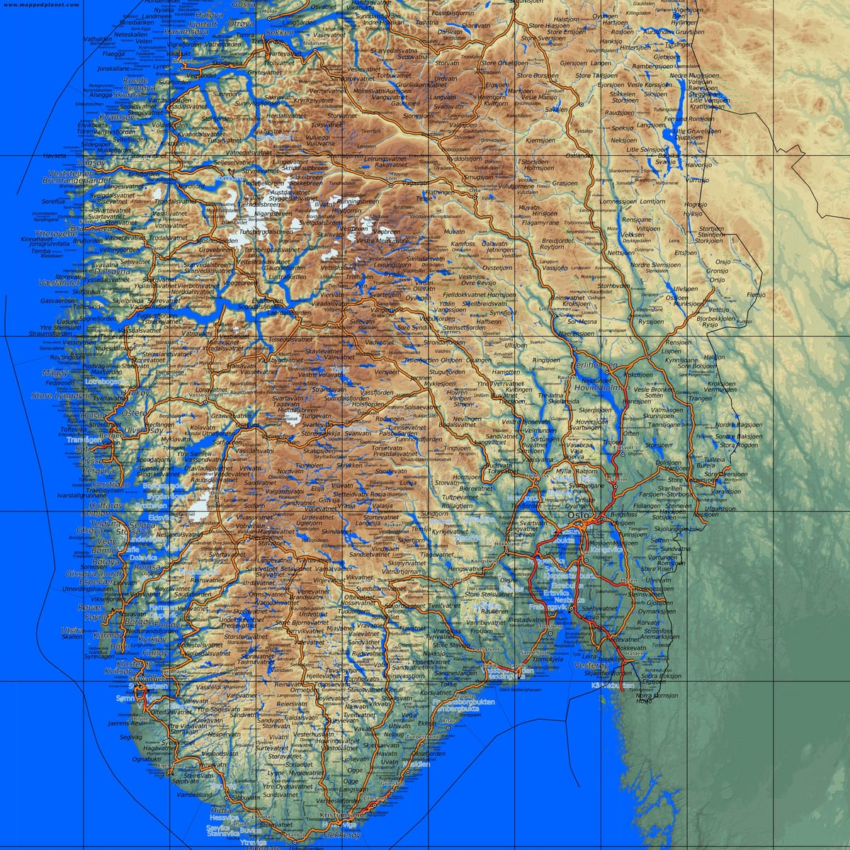 विस्तृत नक्शे के दक्षिणी नॉर्वे