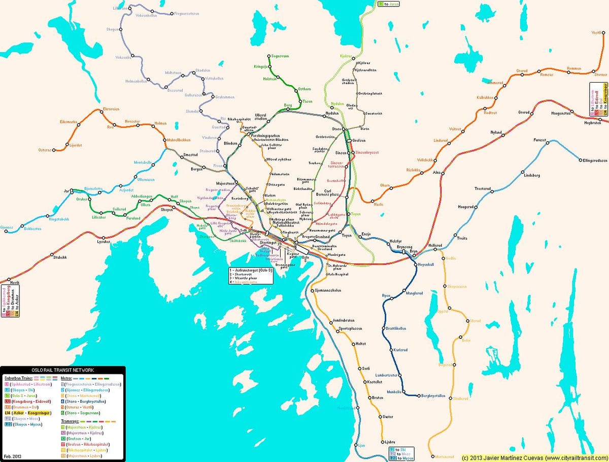 मानचित्र नॉर्वे के मेट्रो