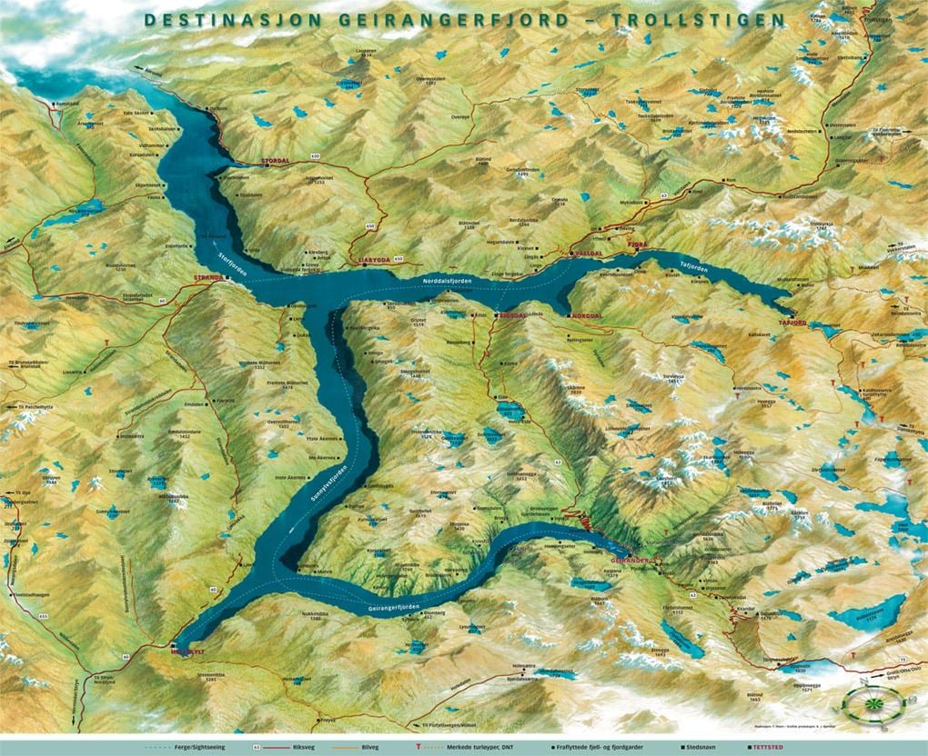 नक्शा geiranger, नॉर्वे