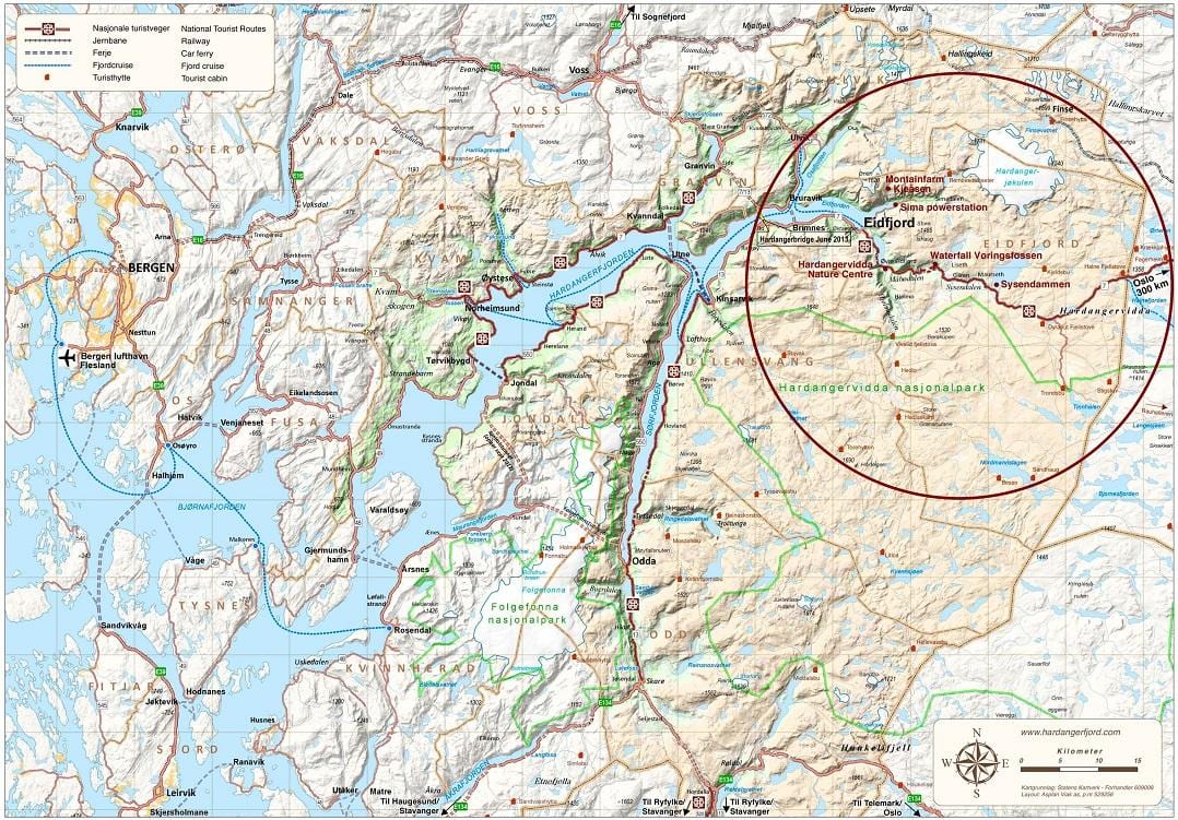 hardangerfjord नॉर्वे नक्शा