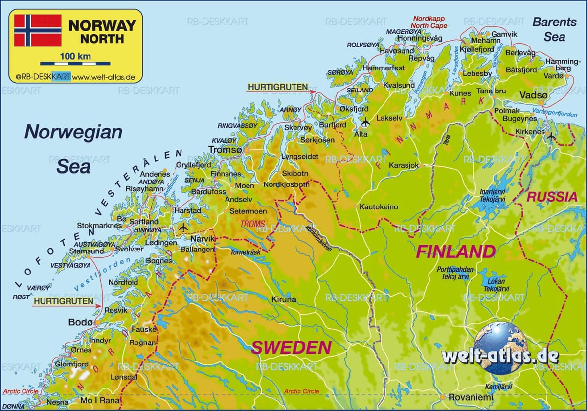 नक्शे के kirkenes, नॉर्वे