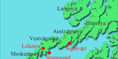 Lofoten द्वीप नॉर्वे नक्शा