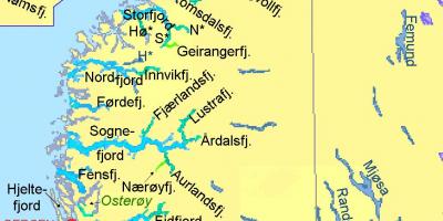 मानचित्र नॉर्वे के दिखा fjords