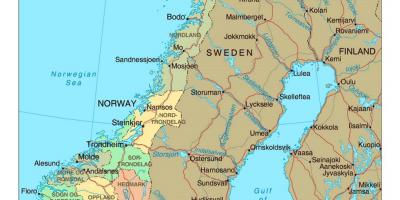 मानचित्र नॉर्वे के साथ शहरों