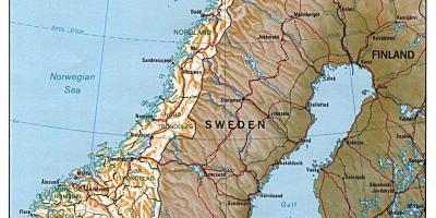 विस्तृत मानचित्र नॉर्वे के शहरों के साथ